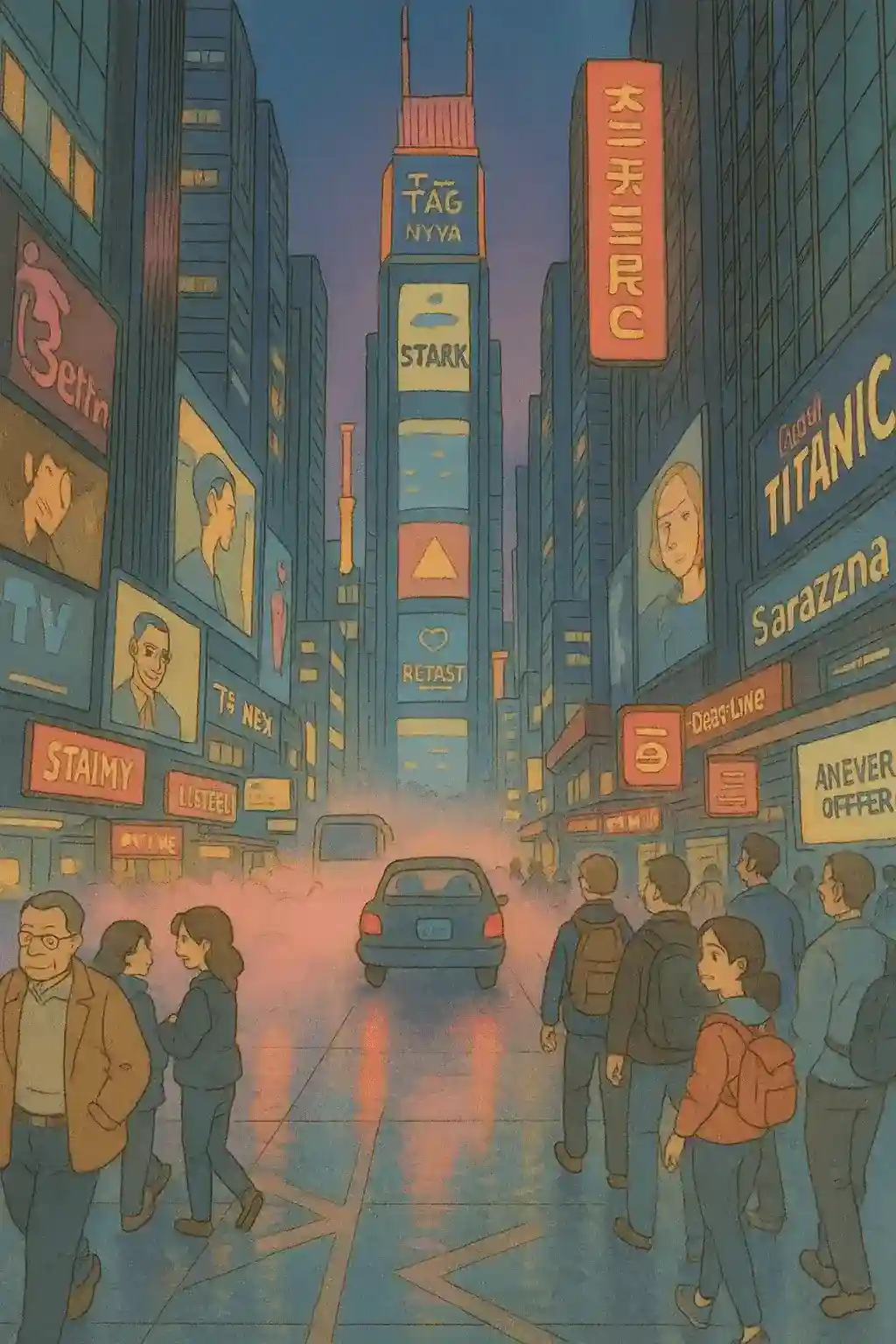 Ghibli Style Cyberpunk City